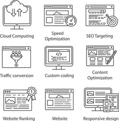 seo linear icons set vector