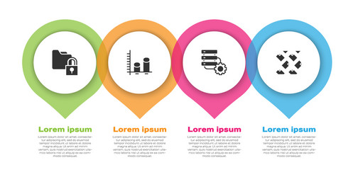 set folder and lock data analysis server gear vector image