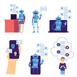 smiling chat bot concept characters set vector image