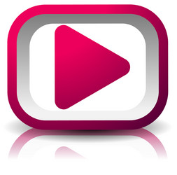 3d rectangular play button with shadow vector image