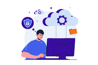 cloud computing modern flat concept for web banner vector image