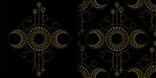 seamless pattern and t shirt print set with triple vector image