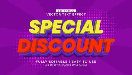 3d editable text effect typography style template vector image