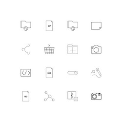 files and folders sign linear thin icons set vector image