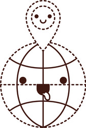 kawaii world globe and map pointer on top vector image