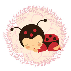 beautiful ladybug baby card vector