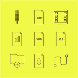 files and folders linear icon set simple outline vector image