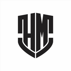 Hm logo monogram with circle and four taper shape Vector Image