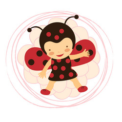 Beautiful ladybug baby card vector