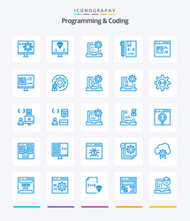 creative programming and coding 25 blue icon pack vector image