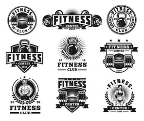Fitness Badges & Stickers Collection Vector Image