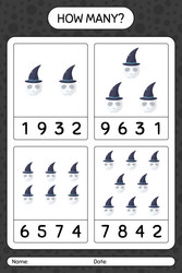 how many counting game with skull worksheet vector image