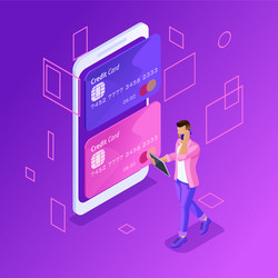 Isometric credit cards online banking account vector