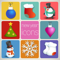 New year icons set vector