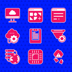 set server data report processor with cpu cloud vector image