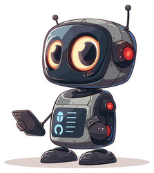 Chatbot Robot Android with Phone vector image