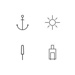 Summer linear icons set simple outline vector