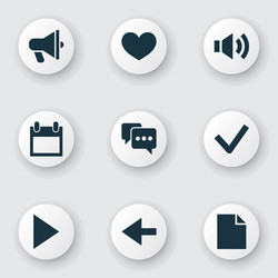 interface icons set with back heart comment vector