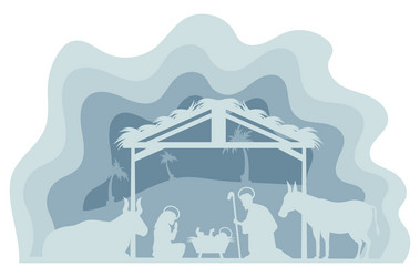 Nativity Scene Silhouettes - Animals & Figures Vector Image