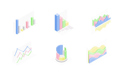 Set of business data graphs financial vector