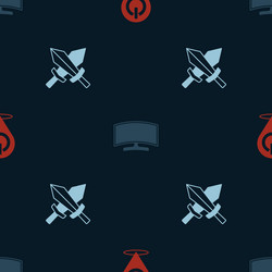 set power button computer monitor and sword vector image