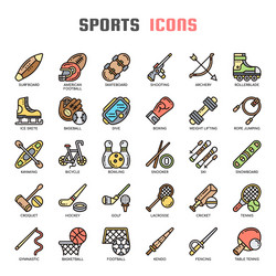 Sport thin line and pixel perfect icons vector