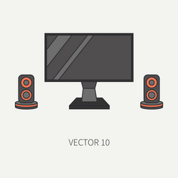 Line flat color computer part icon lcd vector