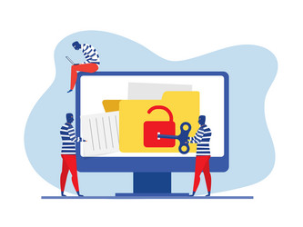 man unlock data with hacker steal vector image