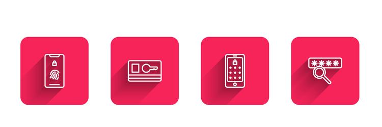 set line mobile with fingerprint scan key card vector image