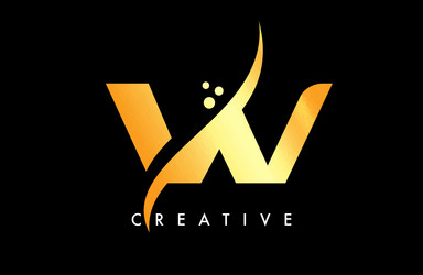 W golden letter logo design with circle swoosh Vector Image