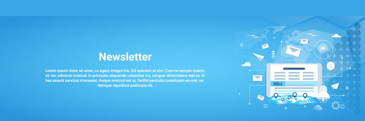 newsletter concept horizontal web banner with copy vector image