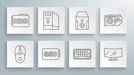 set line computer mouse case of ssd vector image