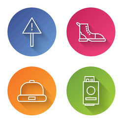 set line exclamation mark in triangle hiking boot vector image