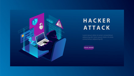 Cybersecurity: Hacker Attack & Data Breach vector image