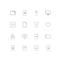 files and folders sign simple linear icons set vector image