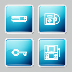 set line video game console cd or dvd disk in box vector image