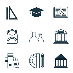 Set of 9 school icons includes education tools vector