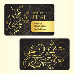 Luxury business card with golden floral decoration vector