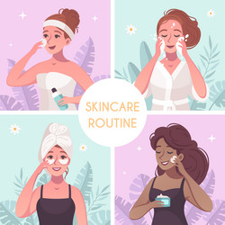 Skincare routine flat concept vector