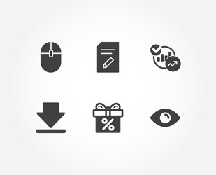 computer mouse downloading and statistics icons vector