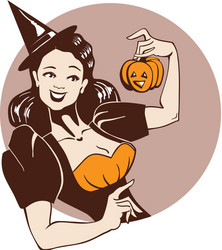 halloween pinup girl vector