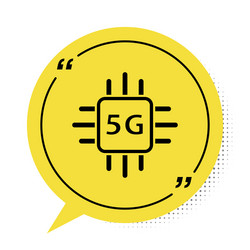 black computer processor 5g with microcircuits cpu vector image