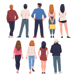 people characters standing in row back view vector image