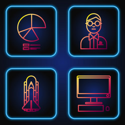 set line computer monitor with keyboard and mouse vector image