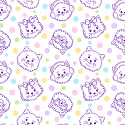 seamless pattern with cat faces and dots vector image