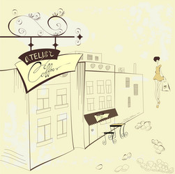 Street cafe in old town Royalty Free Vector Image