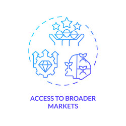 Thin line gradient access to broader markets icon vector