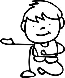 hand drawing abstract happy cute boys line art vector