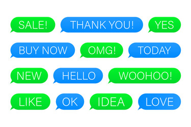 set sms bubbles messages with dialog words vector