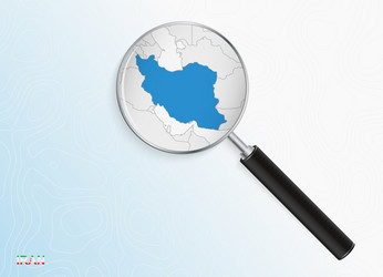 magnifier with map iran on abstract vector image